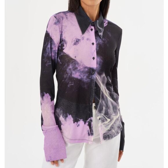 LAMARQUE Women’s Alzina | Printed Long Sleeve Shirt Small Y2k Cyber Wide Cuff - Picture 1 of 11